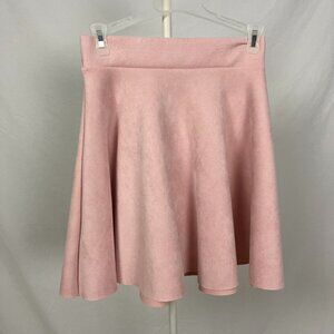 Light Dusty Pink Faux Suede Flowy Circle Skater Skirt Size S